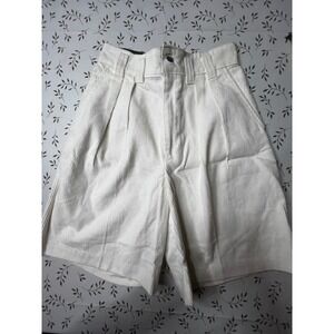 Vintage Palmettos Loafers Cream Corduroy Pleated High Waist Shorts Womens 26